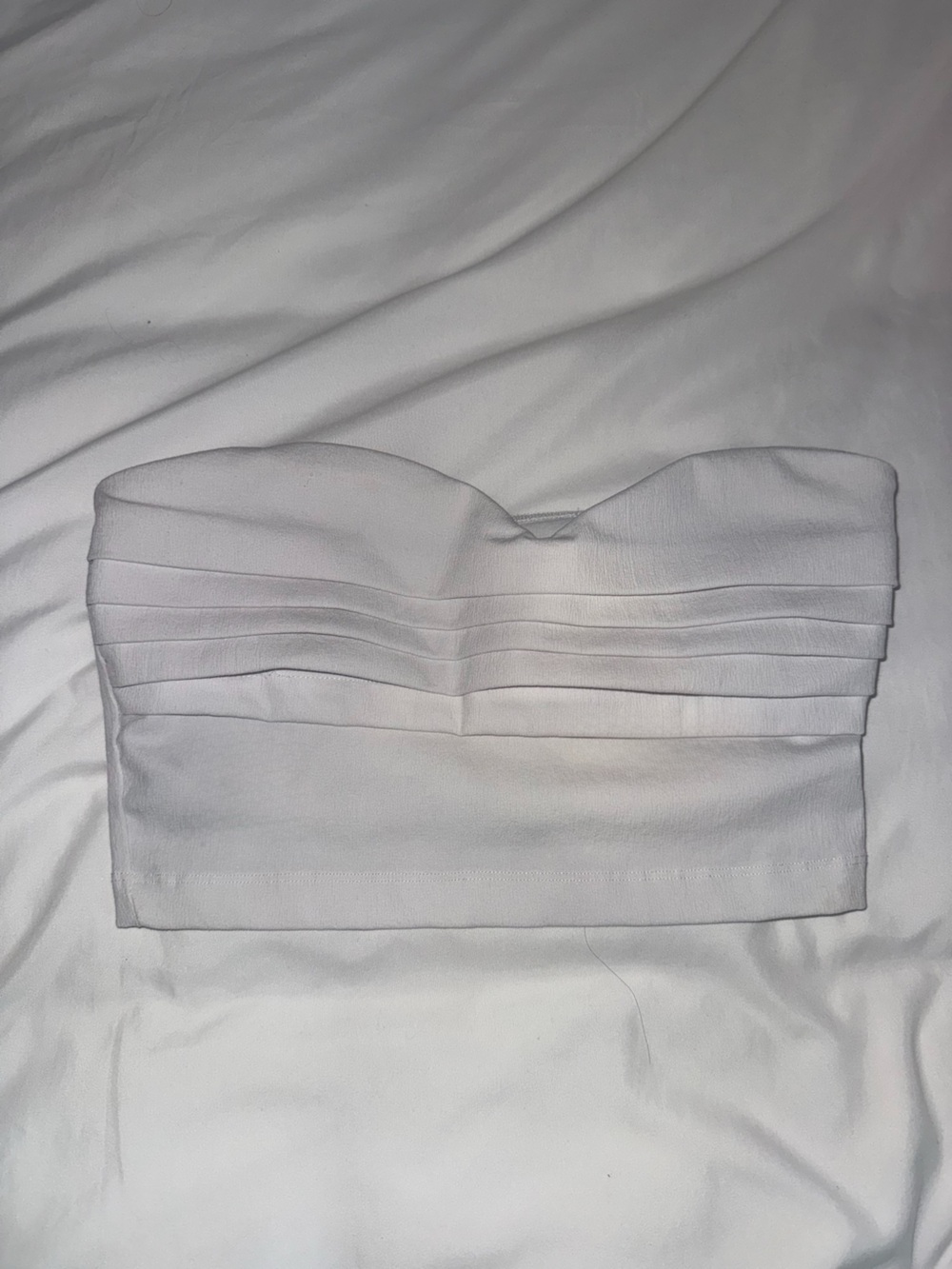 Zara White Strapless Pleated Bandeau